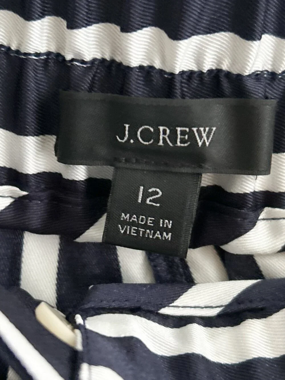 J. Crew Pull-on Crop Pant in Navy/White Nautical Stripe SZ 12 - Picture 6 of 7